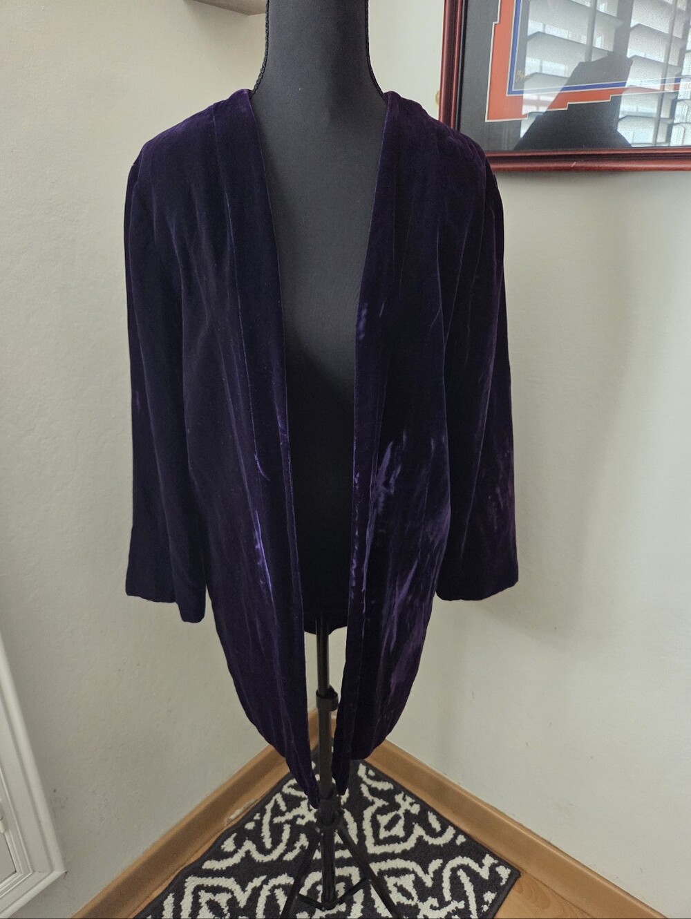 Albert Nipon Vintage Velvet Open-Front Jacket in Deep Purple Whimsigoth Artsy 10